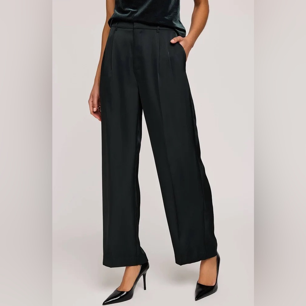 Maison d'Amélie dark teal (Winter Green) satin pleated trousers size 6